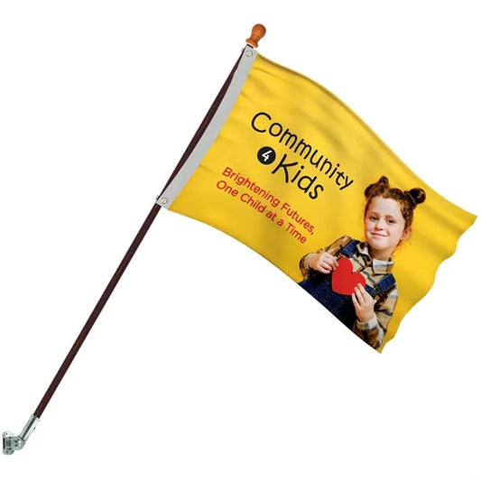 Promotional 2' x 3' Flag Kit with Pole and Silver Bracket