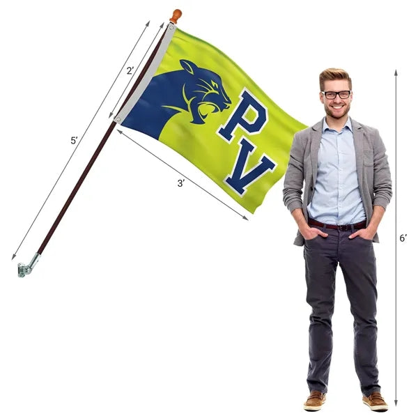 Promotional 2' x 3' Flag Kit with Pole and Silver Bracket