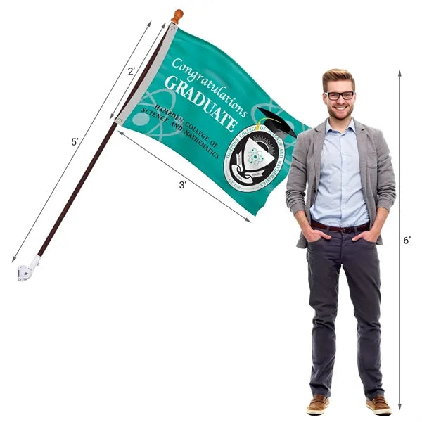 Promotional 2' x 3' Flag Kit with Pole and White Bracket
