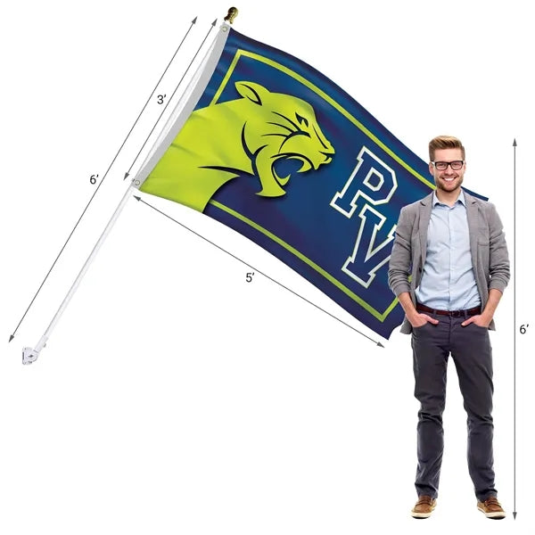 Promotional 3' x 5' Flag Kit with Pole and White Bracket