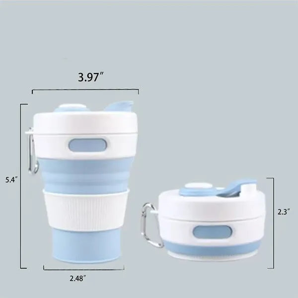 15oz. Collapsible Silicone Travel Cup with Straw