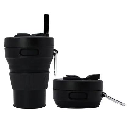 15oz. Collapsible Silicone Travel Cup with Straw