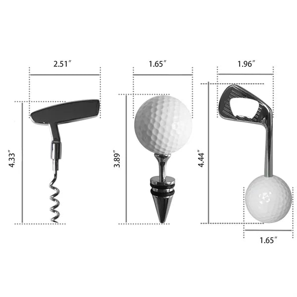 Golf Themed Wine Set Corkscrew Bottle Opener Stopper