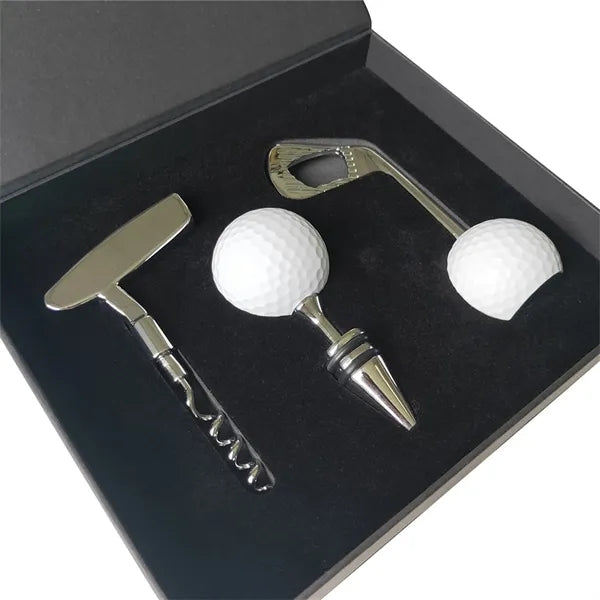 Golf Themed Wine Set Corkscrew Bottle Opener Stopper