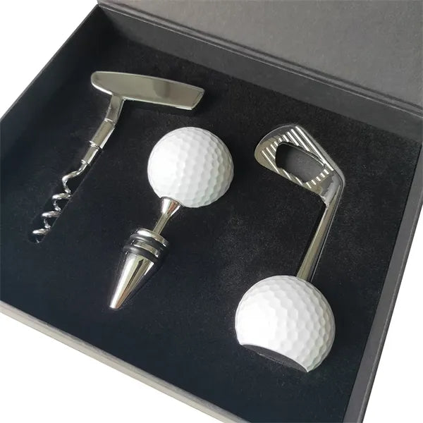 Golf Themed Wine Set Corkscrew Bottle Opener Stopper