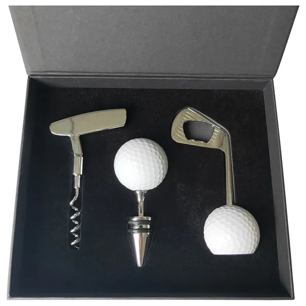 Golf Themed Wine Set Corkscrew Bottle Opener Stopper