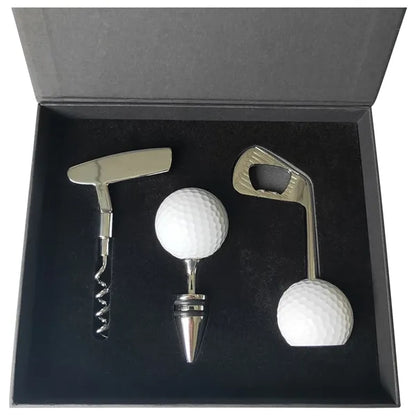 Golf Themed Wine Set Corkscrew Bottle Opener Stopper