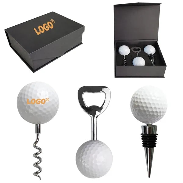 Golf Themed Wine Tools Set Corkscrew Bottle Opener Stopper