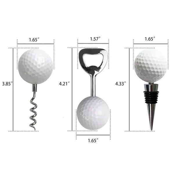 Golf Themed Wine Tools Set Corkscrew Bottle Opener Stopper
