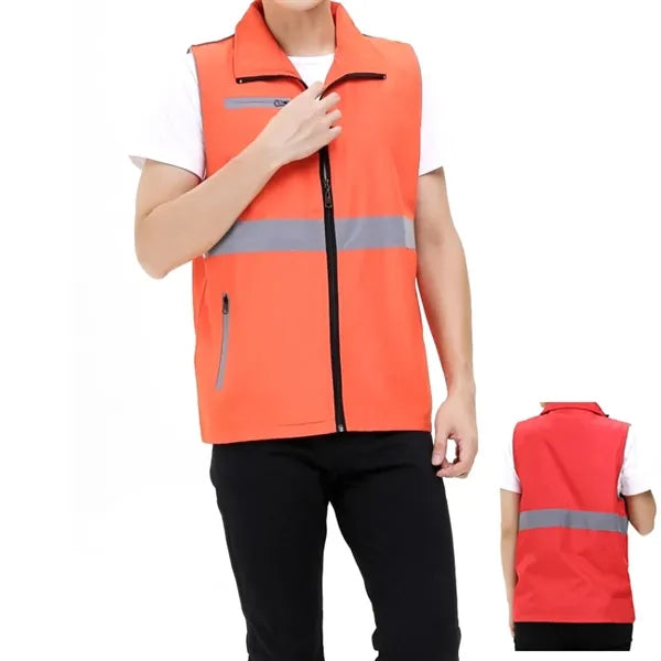 Custom Sleeveless Reflective Work Vis Vest with Pockets