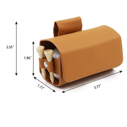 Golf Pouch Leather Holder for 2 Balls and Tees