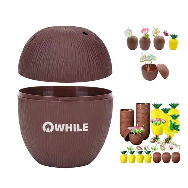 Coconut Cups with Flower Straws
