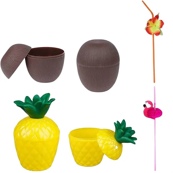 Coconut Cups with Flower Straws