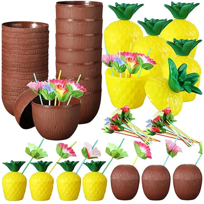 Coconut Cups with Flower Straws