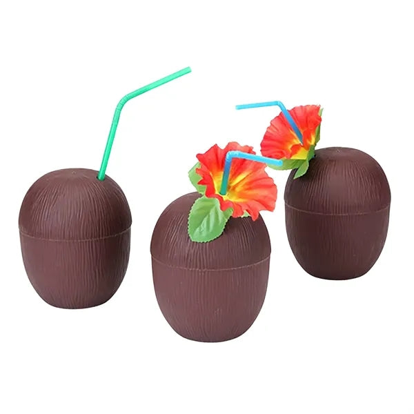 Coconut Cups with Flower Straws