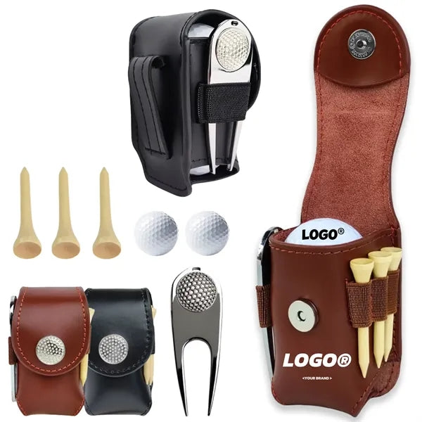 Mini Leather Golf Ball Pouch Belt Clip Accessory Bag