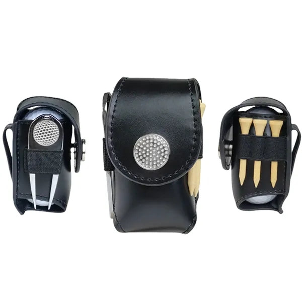 Mini Leather Golf Ball Pouch Belt Clip Accessory Bag