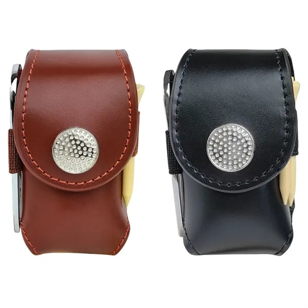 Mini Leather Golf Ball Pouch Belt Clip Accessory Bag