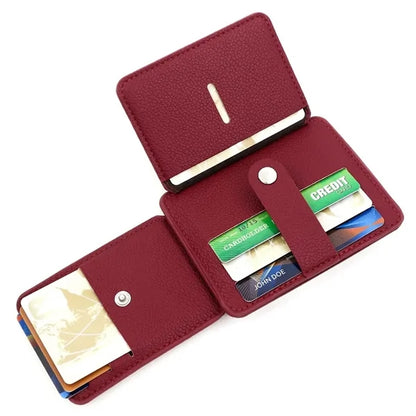 Lychee Pattern Foldable 13-Card Slot Pu Card Holder