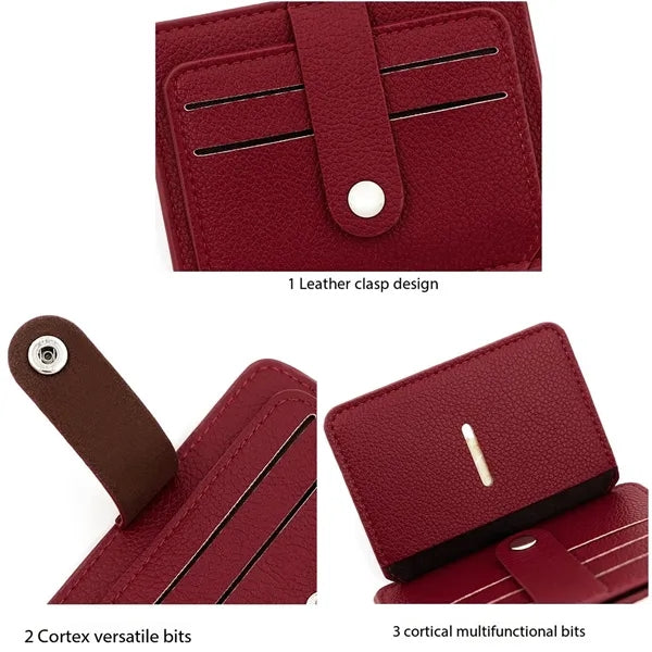 Lychee Pattern Foldable 13-Card Slot Pu Card Holder