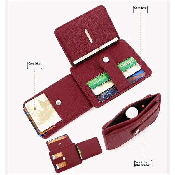 Lychee Pattern Foldable 13-Card Slot Pu Card Holder
