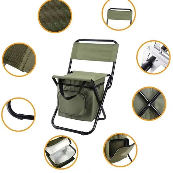Foldable Fishing Chair W/Cooler Bag