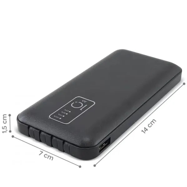6000mAh 10W 4 Built Cable Portable Charger Black Power Bank