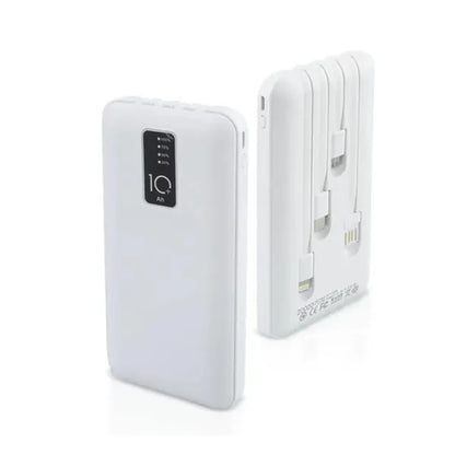 6000mAh 10W 4 Built Cable Portable Charger Black Power Bank