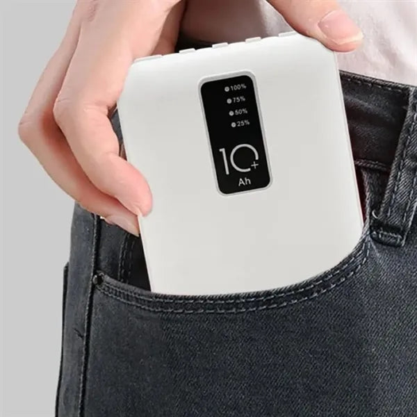 6000mAh 10W 4 Built Cable Portable Charger Black Power Bank