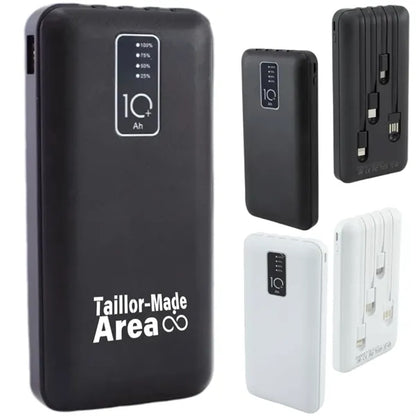 6000mAh 10W 4 Built Cable Portable Charger Black Power Bank