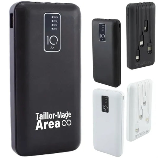 6000mAh 10W 4 Built Cable Portable Charger Black Power Bank