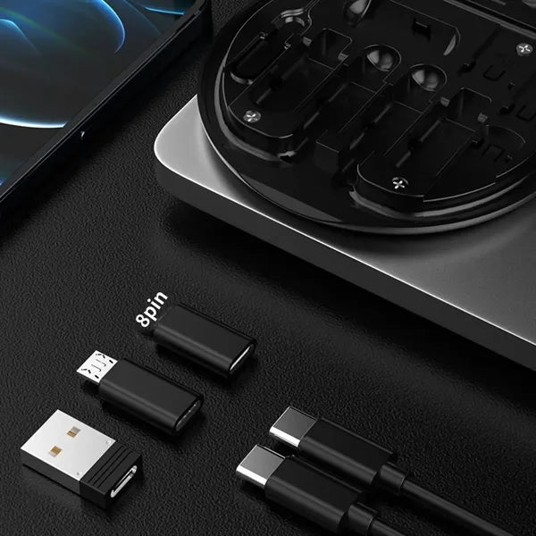 60w Fast Charge 9 in 1 Black Multi Charging Cable Case