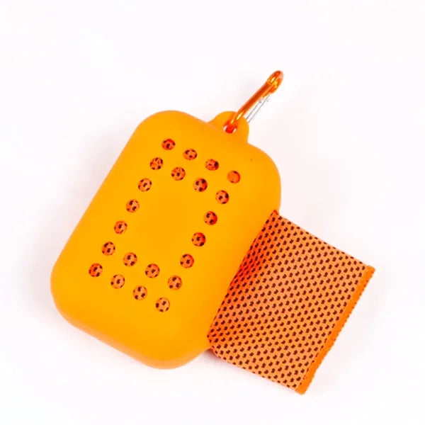 Portable Ice Cooling with Silicone Case Chilly Towel