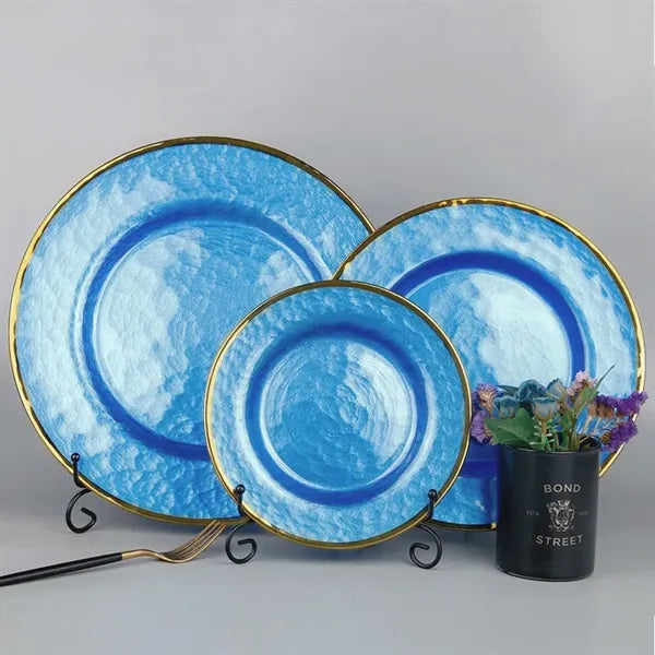 10" Gold Foil Rim Glass Charger Plates