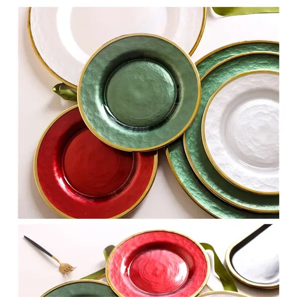 10" Gold Foil Rim Glass Charger Plates