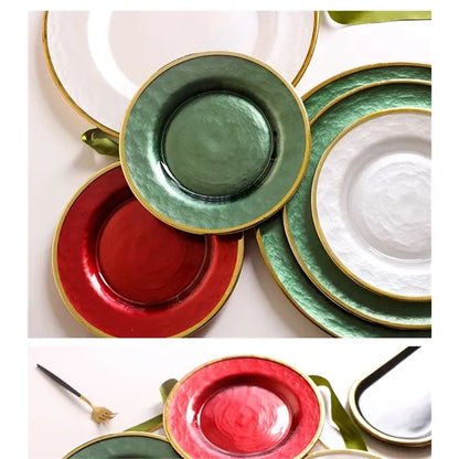 10" Gold Foil Rim Glass Charger Plates