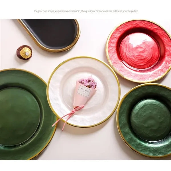 10" Gold Foil Rim Glass Charger Plates