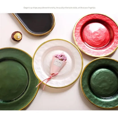 10" Gold Foil Rim Glass Charger Plates