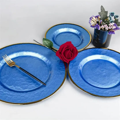 10" Gold Foil Rim Glass Charger Plates