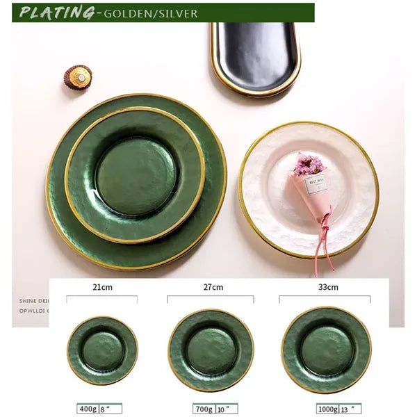 10" Gold Foil Rim Glass Charger Plates