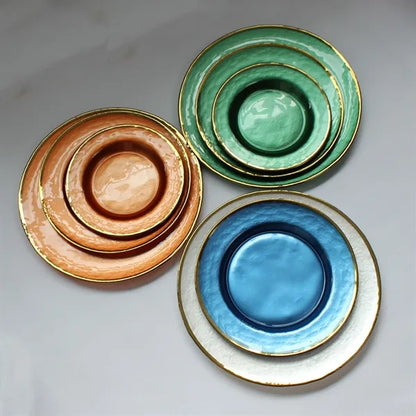 10" Gold Foil Rim Glass Charger Plates
