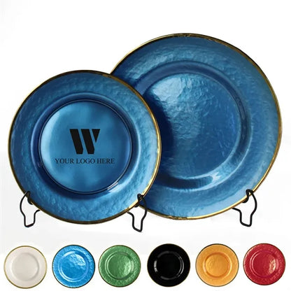 10" Gold Foil Rim Glass Charger Plates