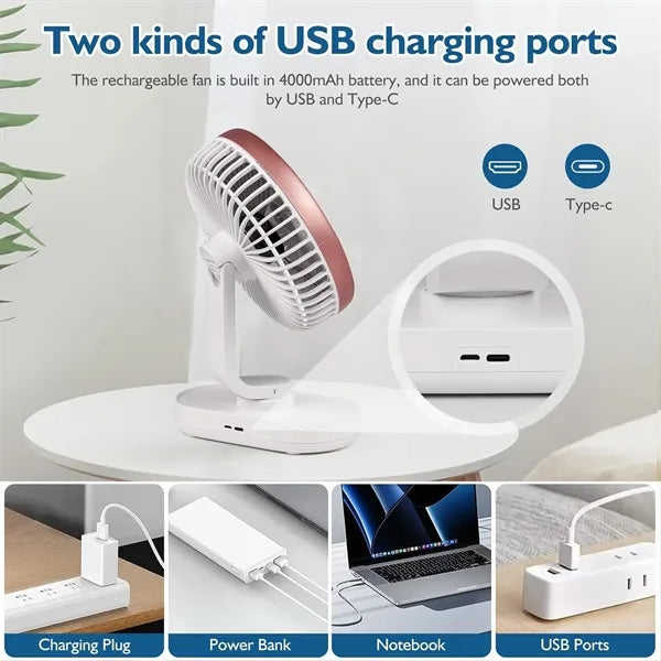 Rechargeable Desk Oscillating Fan