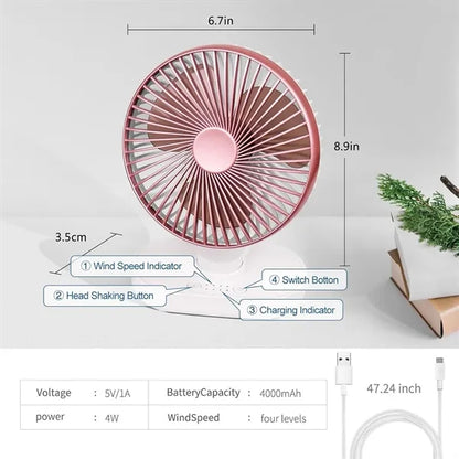 Rechargeable Desk Oscillating Fan