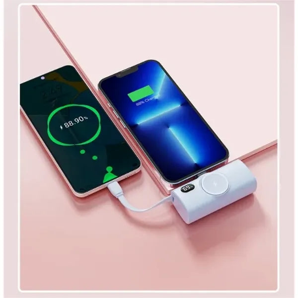 Power Bank with Built-in Cable and Wireless Charger