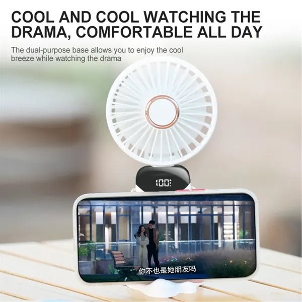 Rechargeable Digital Display Folding USB Fan