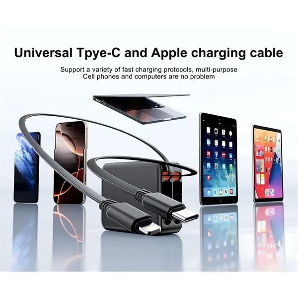 3 in 1 Portable Retractable Wall Charger with Fold-able Plug