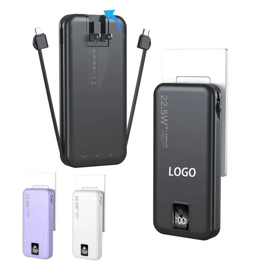 Portable Charger PowerBank with Built in Plug and Cables