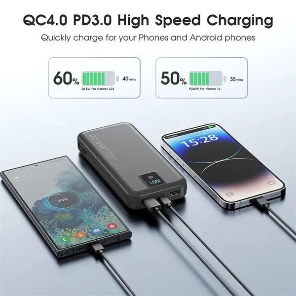 Portable Charger PowerBank with Built in Plug and Cables