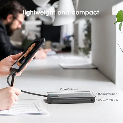 Portable Charger PowerBank with Built in Plug and Cables